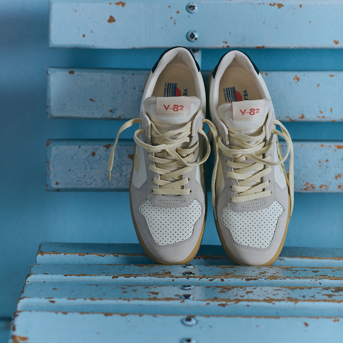 veja zapatillas v-82 cuero gris VE3320759