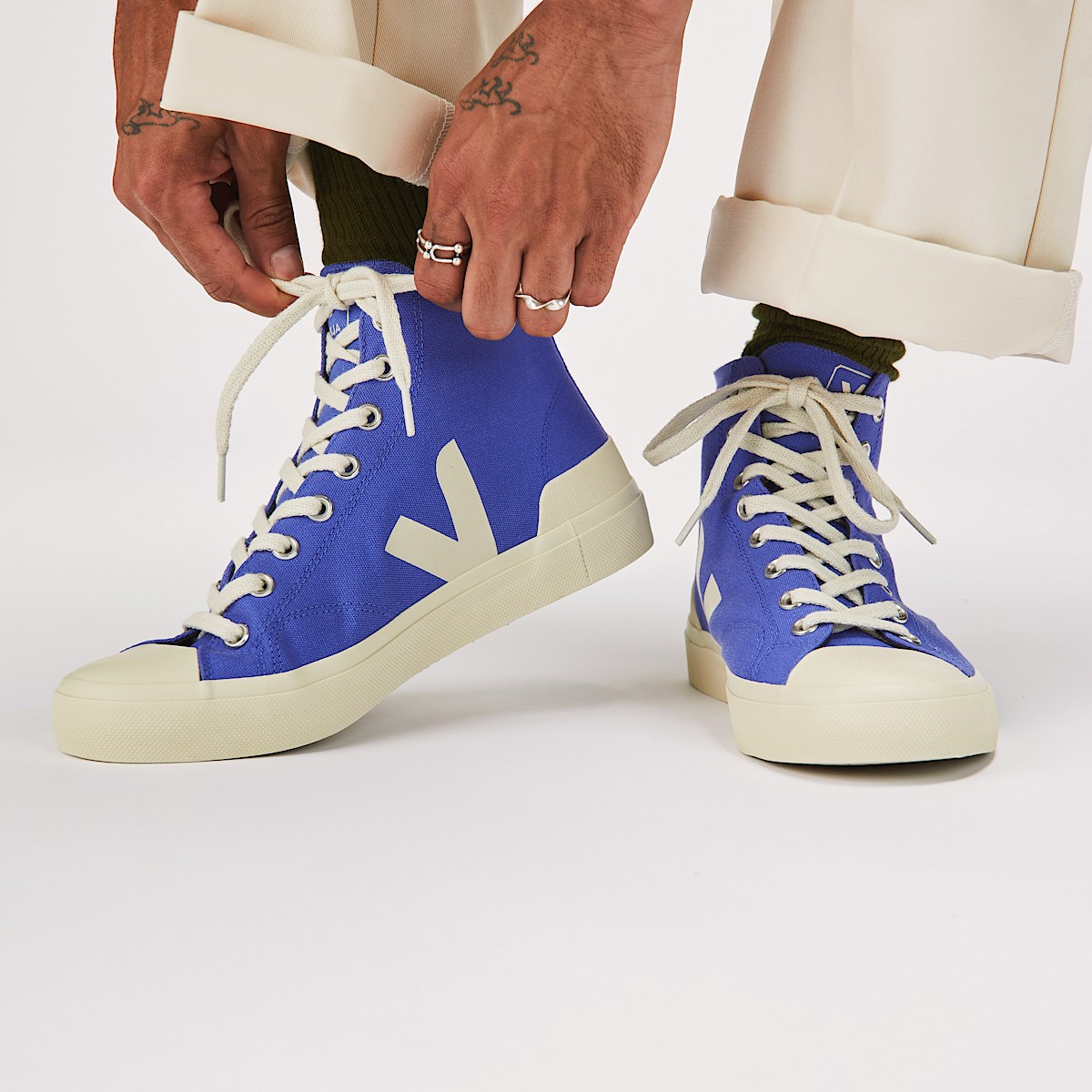 veja zapatillas wata-ii algodón-orgánico azul PA0103730