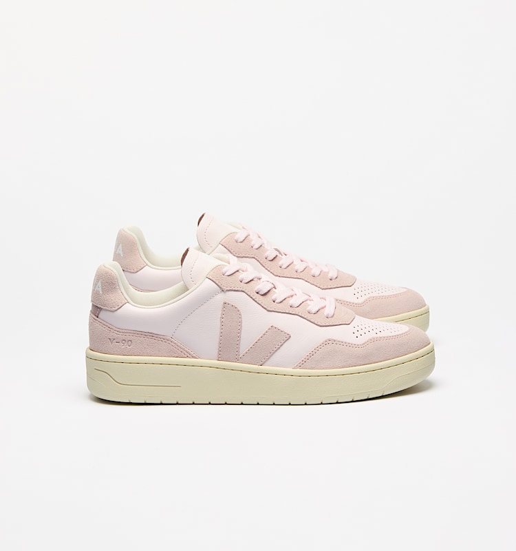 veja zapatillas v-90 cuero-orgánico rosa VD2003891 Lateral view
