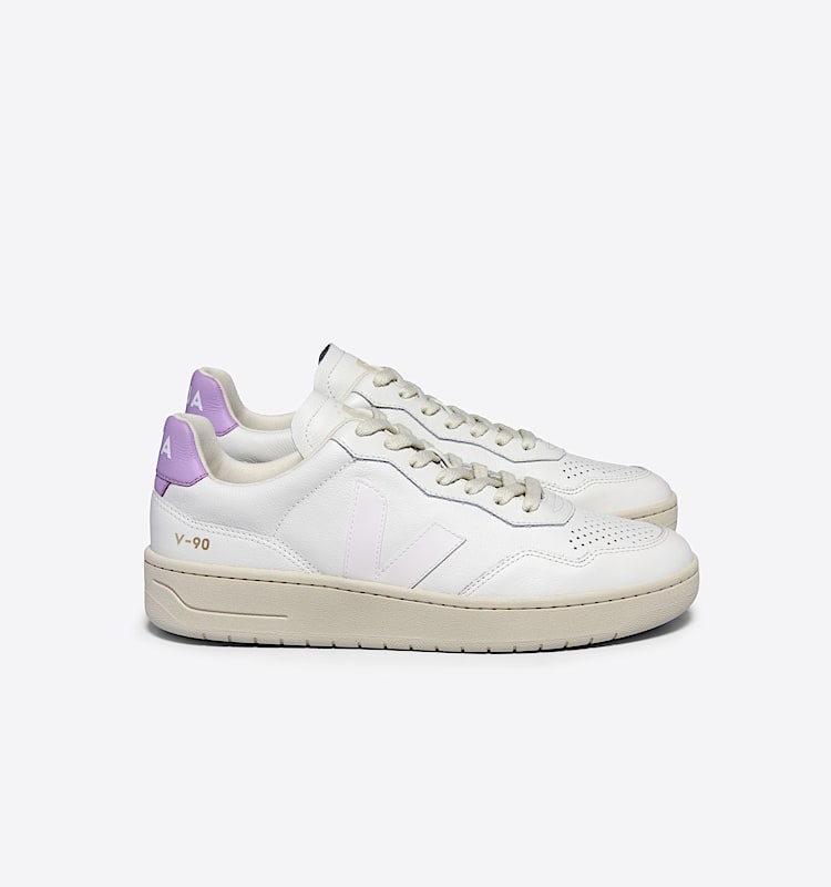 veja zapatillas v-90 cuero-orgánico blanco VD2003708 Lateral view