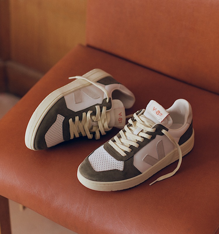 veja zapatillas v-82 cuero verde VE3320757