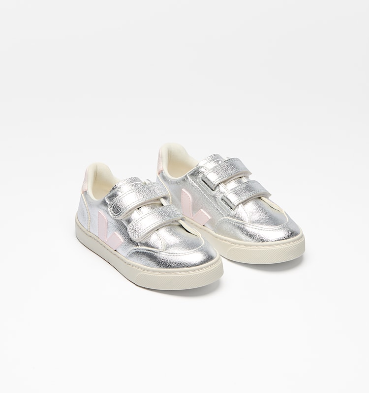 veja sneakers small-v-12 皮革 银色 XV0503416 Top view