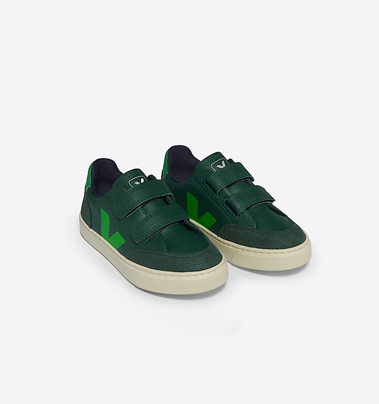 veja sneakers small-v-12 皮革 绿色 XV0503796 Top view