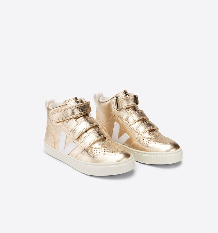 veja small-v-10-malha cuir doré DX0502418